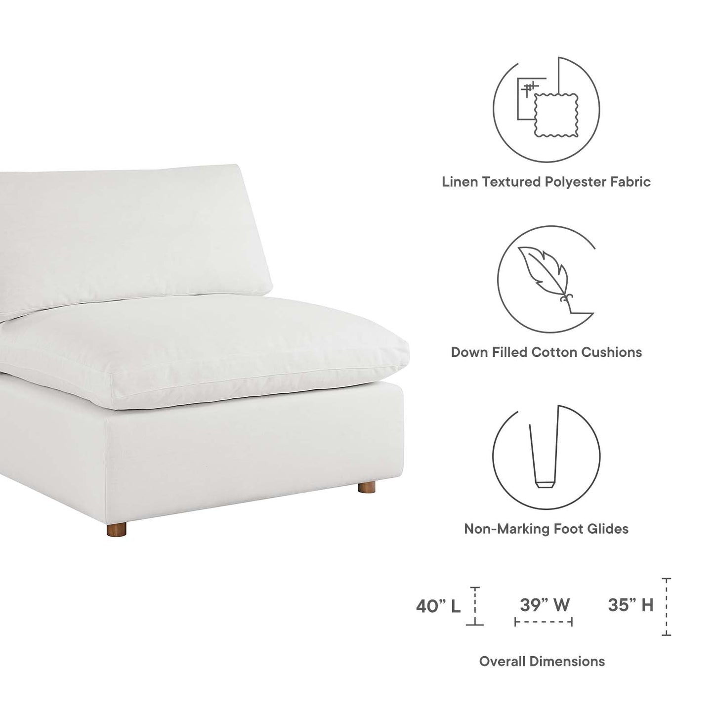 Commix Down Filled Overstuffed Armless Chair By Modway - EEI-3270 | Sofas - 8