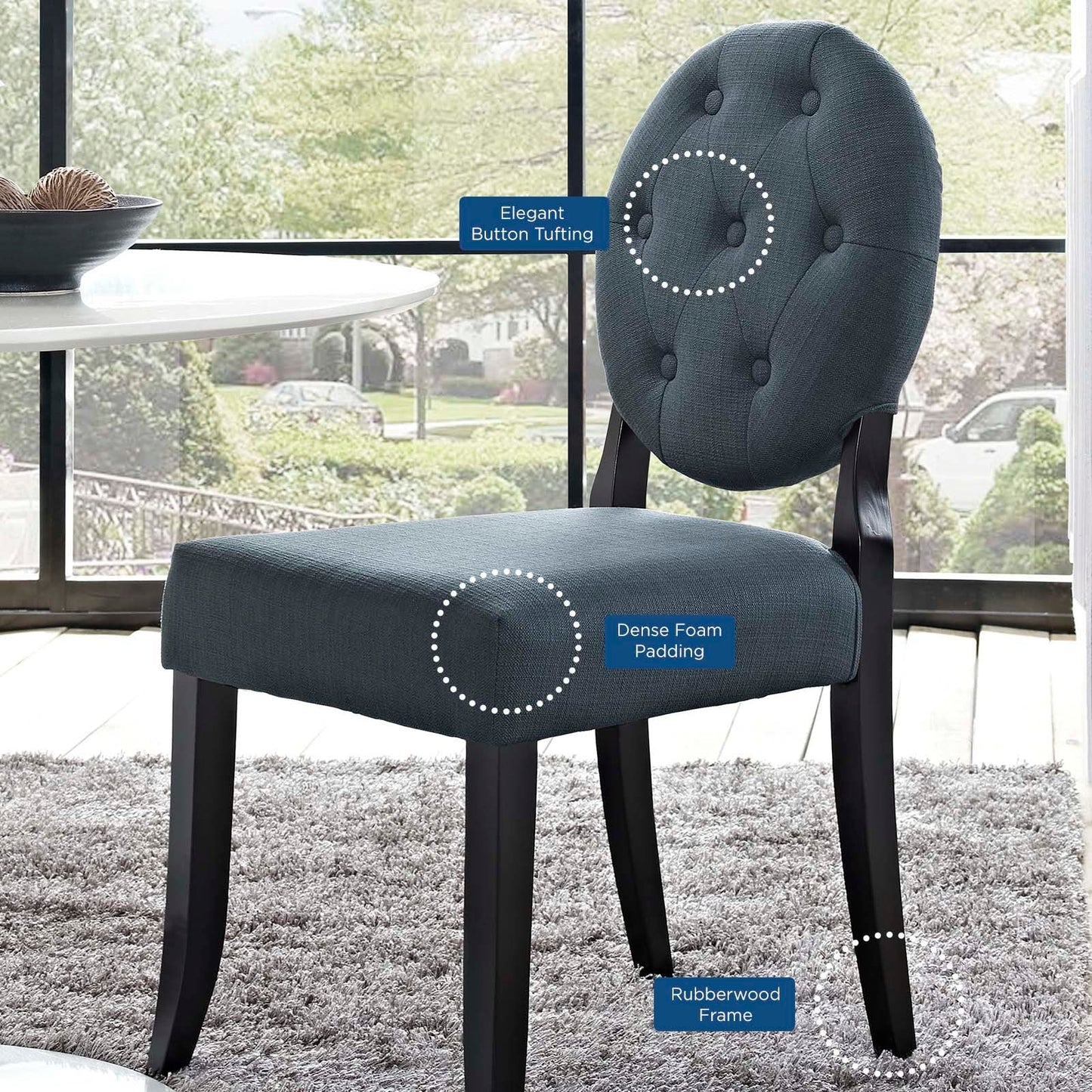 Button Dining Side Chair Upholstered Fabric Set of 2 By Modway - EEI-3329 | Dining Chairs - 6