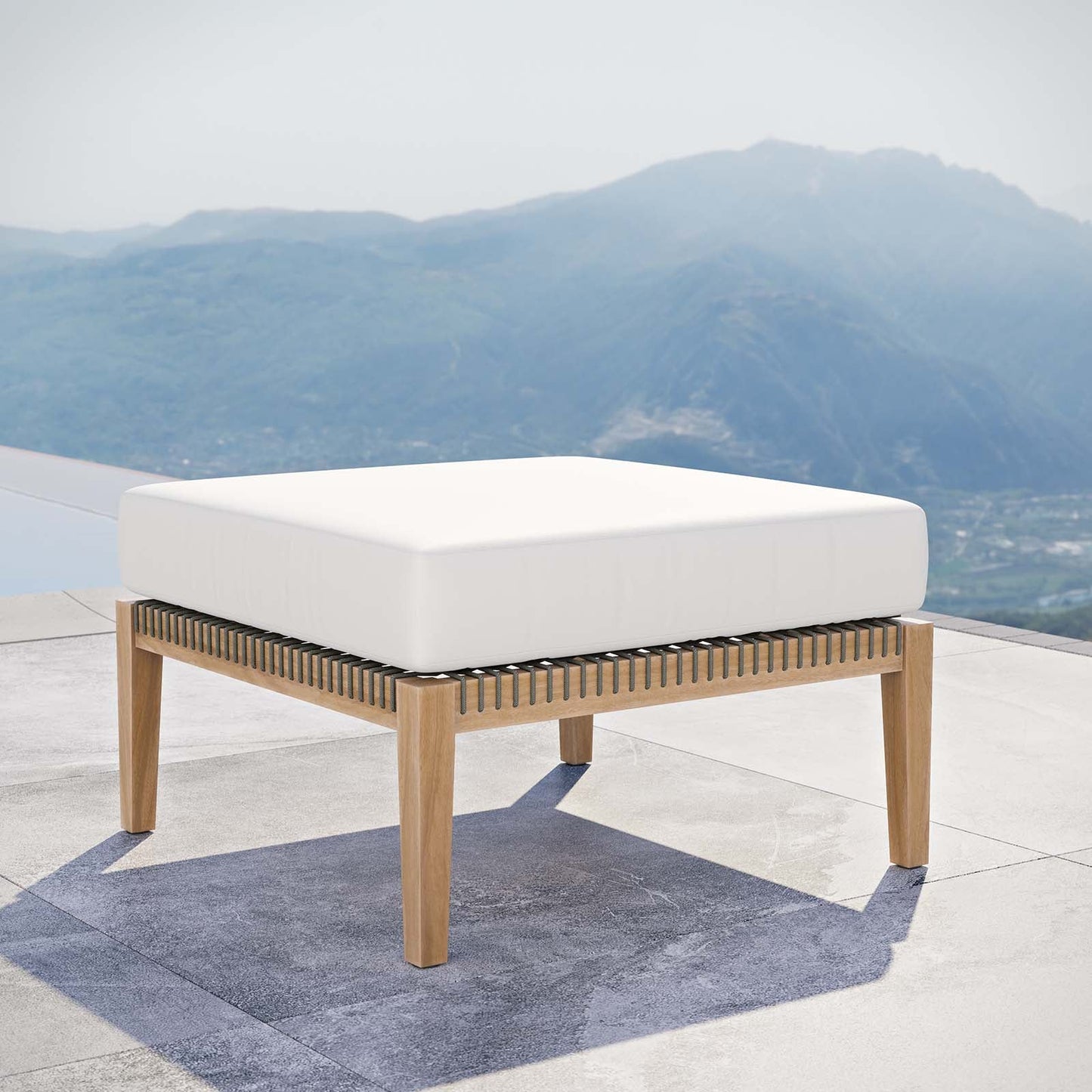Clearwater Outdoor Patio Teak Wood Ottoman By Modway - EEI-5854 | Outdoor Ottomans - 28