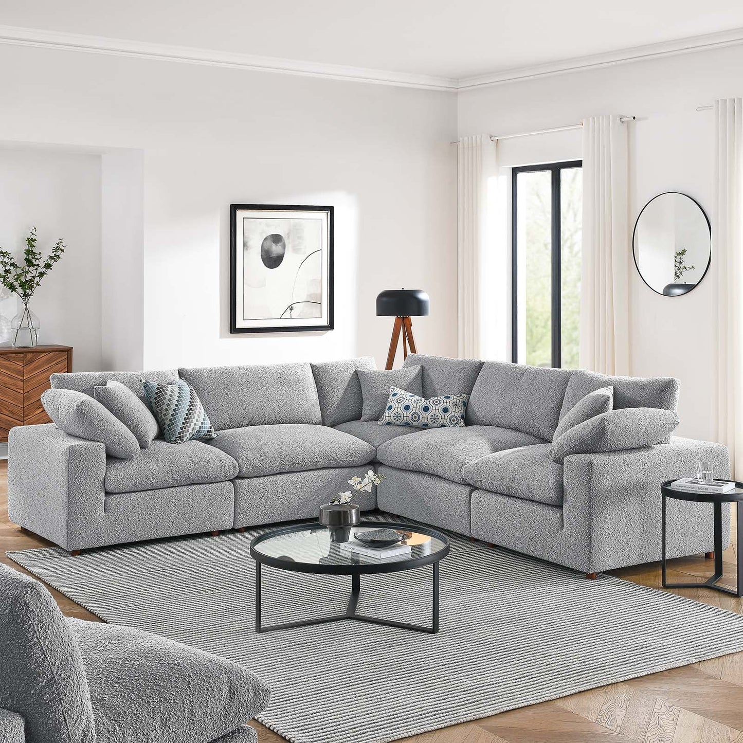 Commix Down Filled Overstuffed Boucle 5-Piece Sectional Sofa By Modway - EEI-6368 | Sectional - 15