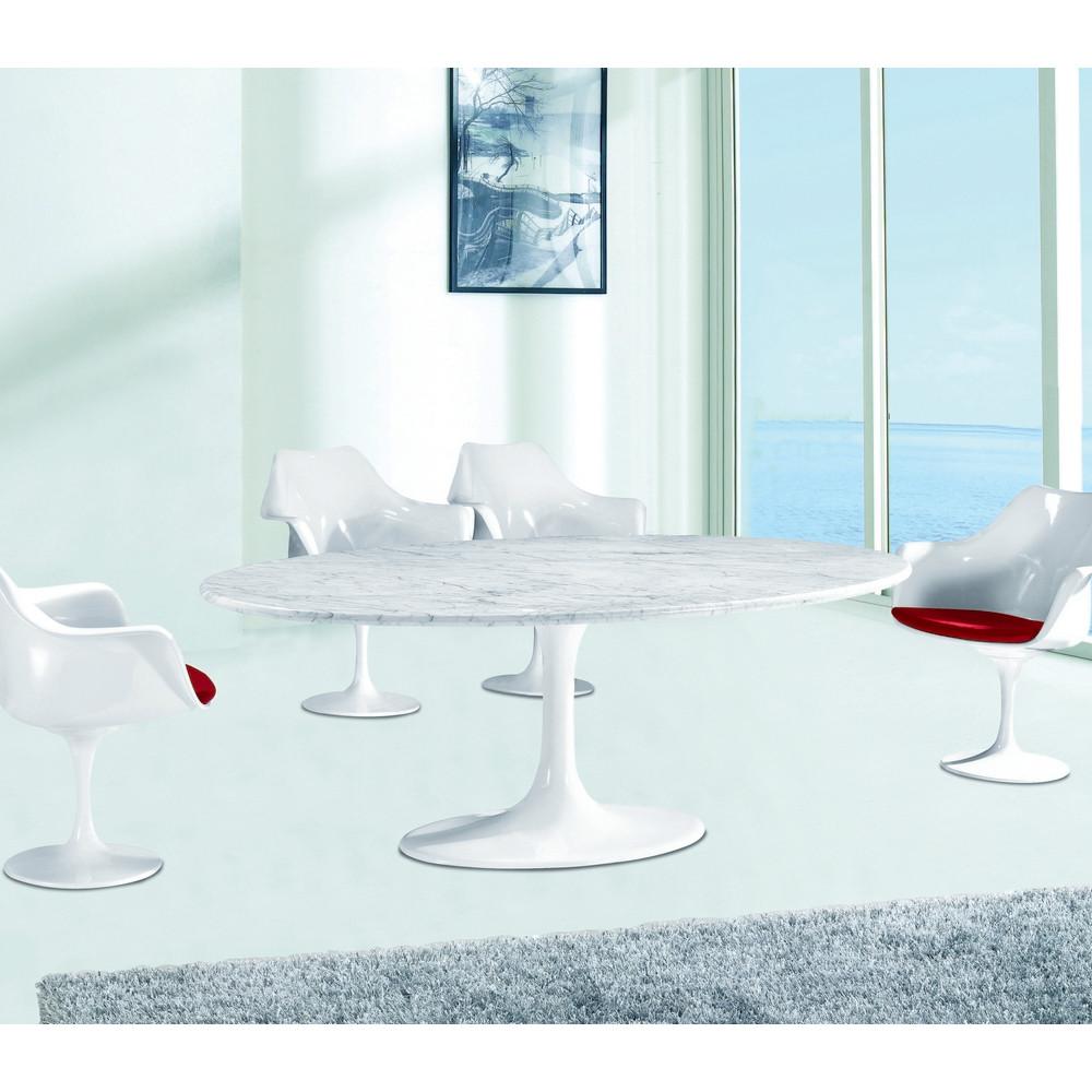 Fine Mod Imports Flower Marble Table Oval 78"