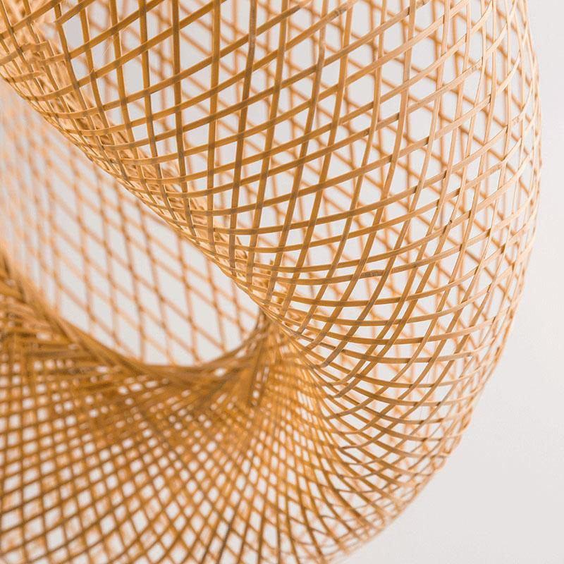 Bamboo Wave Shade Pendant Light Fixture Rustic Vintage Japanese Lamp