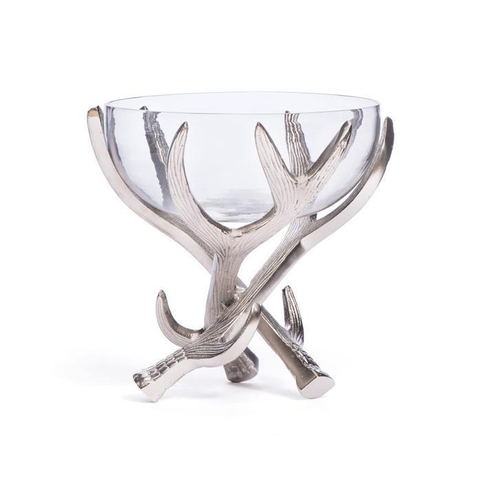 Glass Bowl On Antler Stand by GO Home