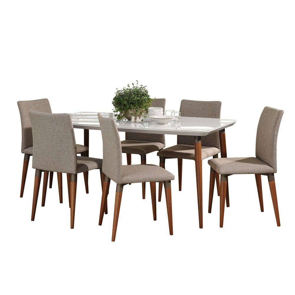 Manhattan Comfort 7-Piece Charles 62.99" Dining Set with 6 Dining Chairs