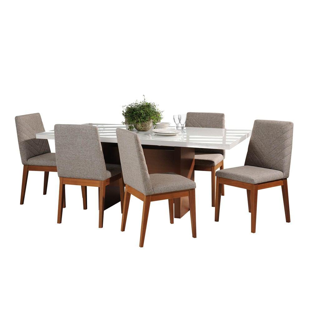 Manhattan Comfort 7-Piece Dover 72.04" and Catherine Dining Set with 6 Dining Chairs