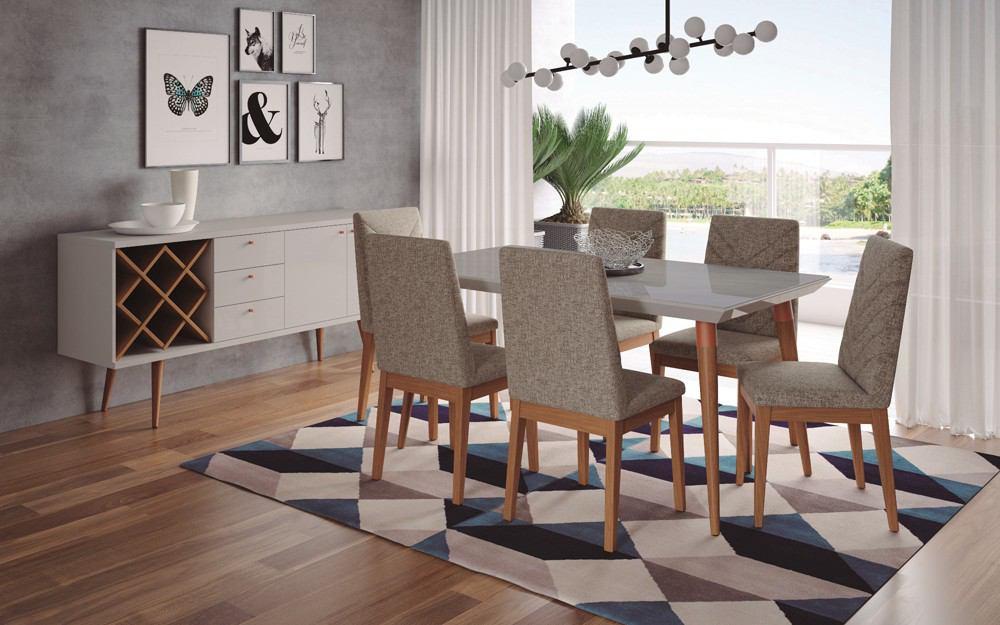 Manhattan Comfort 7-Piece Utopia 62.99" and Catherine Dining Set with 6 Dining Chairs