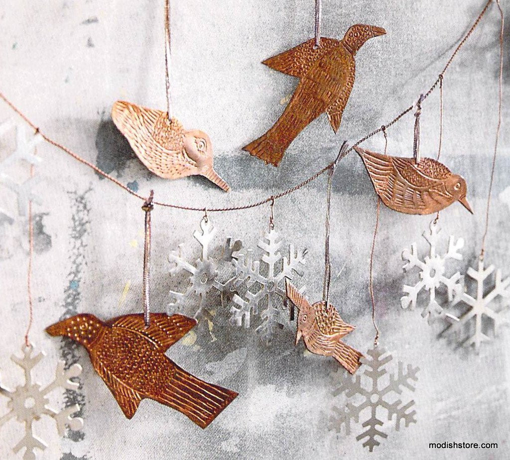 Roost Kashmiri Copper Bird Ornaments