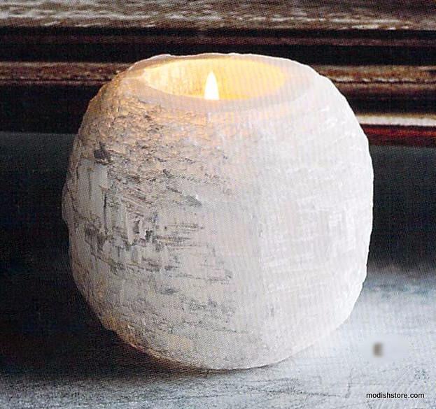 Roost Selenite Snowball Votive Holder - Set of 2