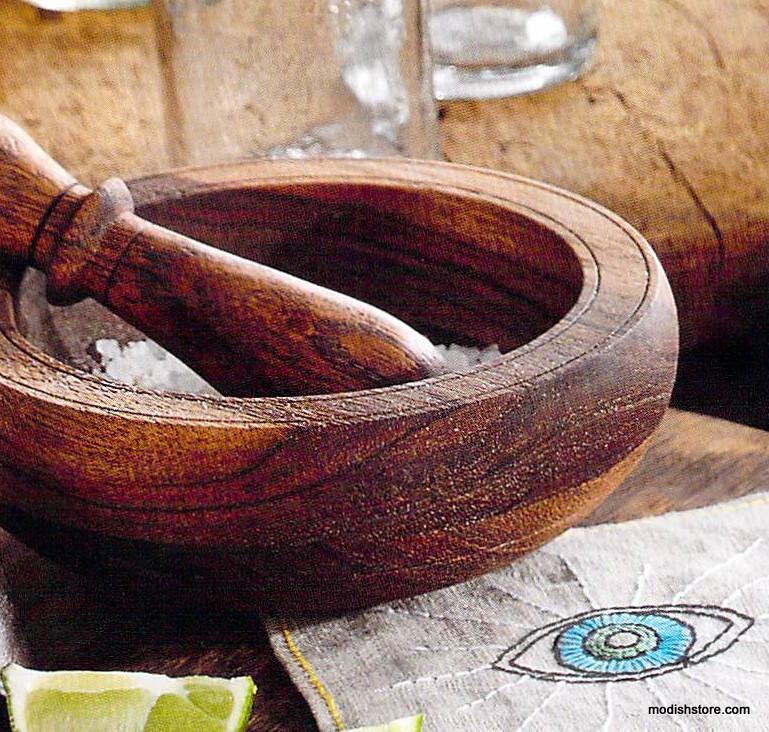 Roost Carved Wood Mortar & Pestle