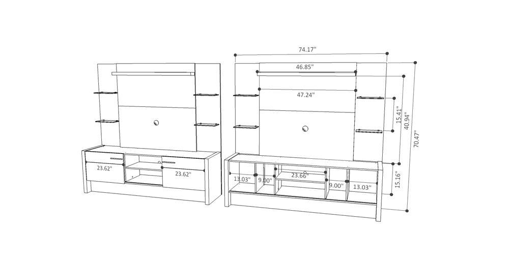 Manhattan Comfort Morning Side Freestanding Theater Entertainment Center - Modish Store