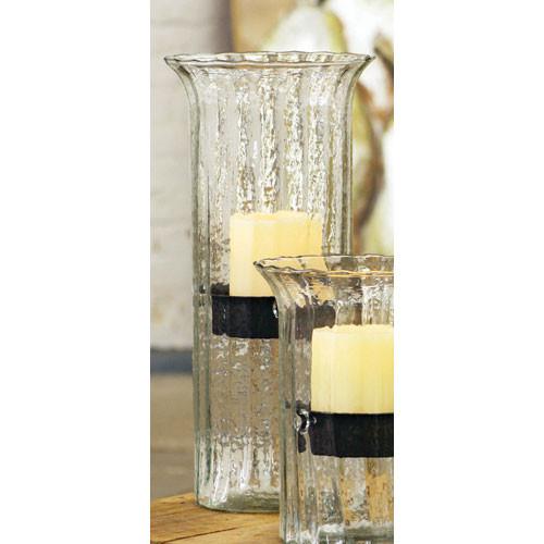 Kalalou Ribbed Glass Candle Cylinder With Rustic Insert