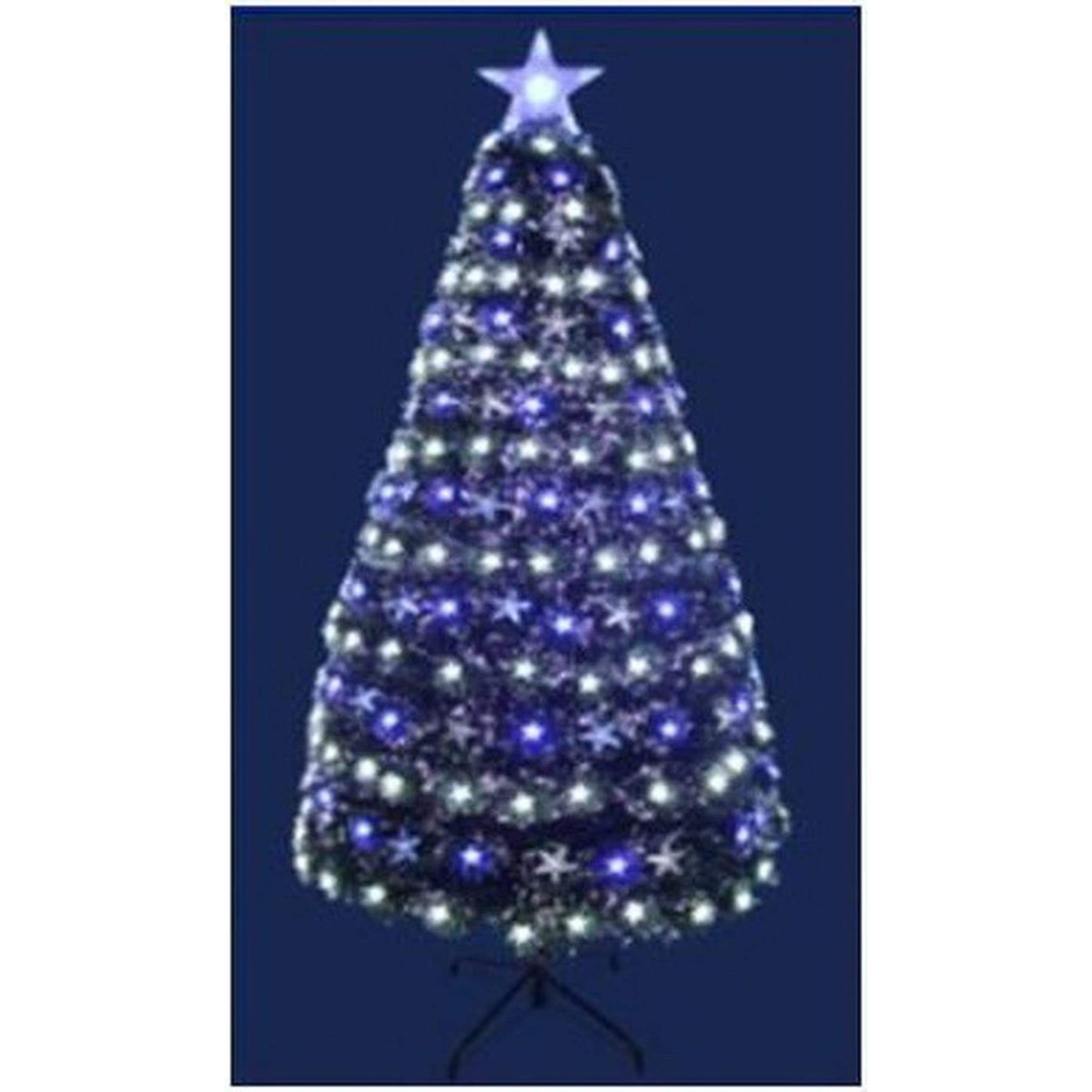 Christmas Tree Fiber Optic W/Bl & Wt Stars Indoor - 72 Inch H