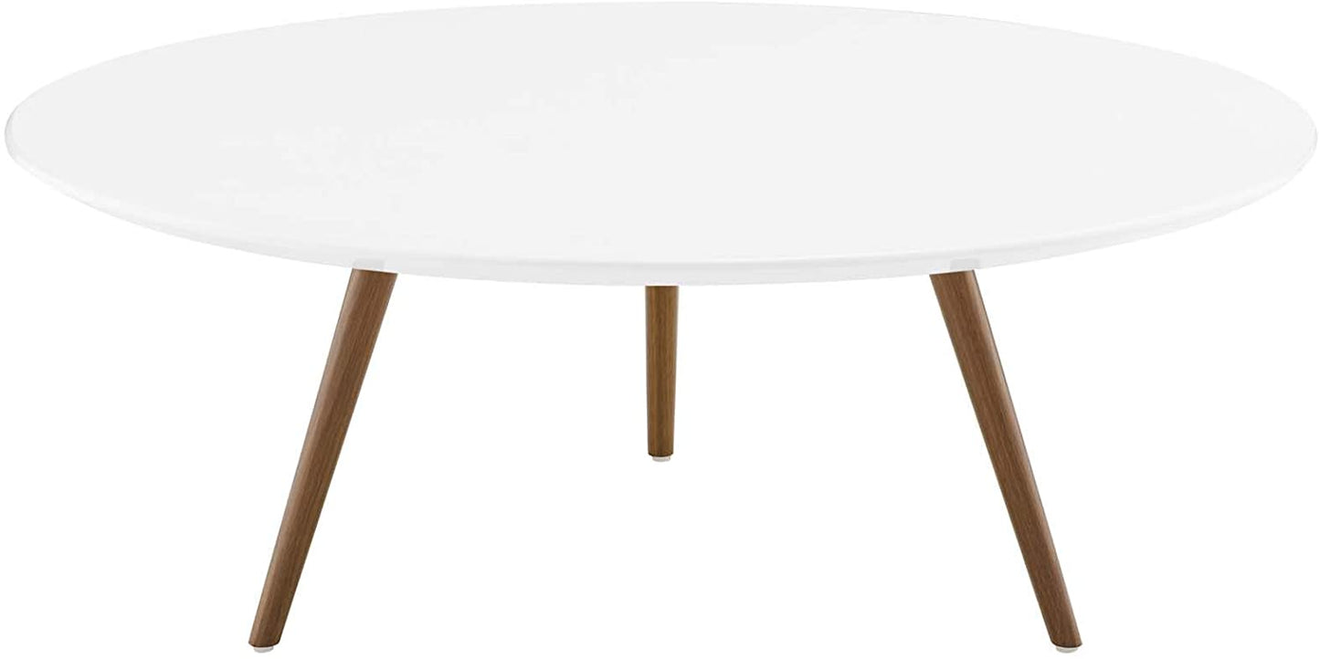Modway Lippa 40" Round Wood Top Coffee Table with Tripod Base in Walnut White | Coffee Tables | Modishstore-3