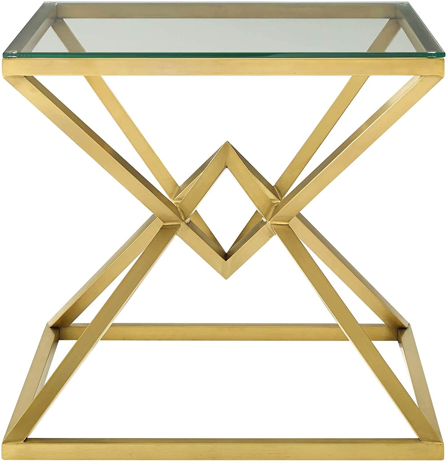 Modway Point 25.5" Brushed Gold Metal Stainless Steel Side Table in Gold | Side Tables | Modishstore-5