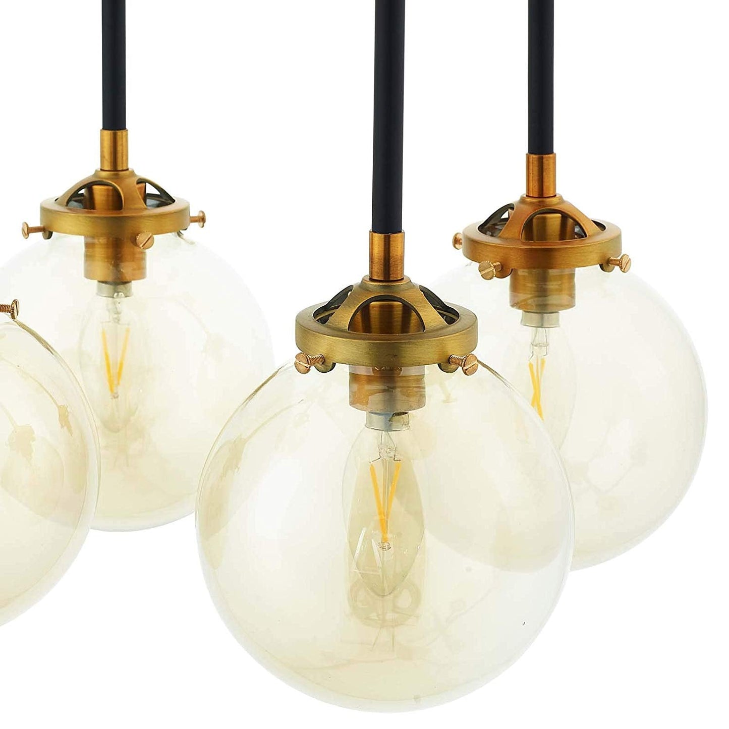 Modway Ambition Amber Glass And Antique Brass 8 Lights Pendant Chandelier | Chandeliers |