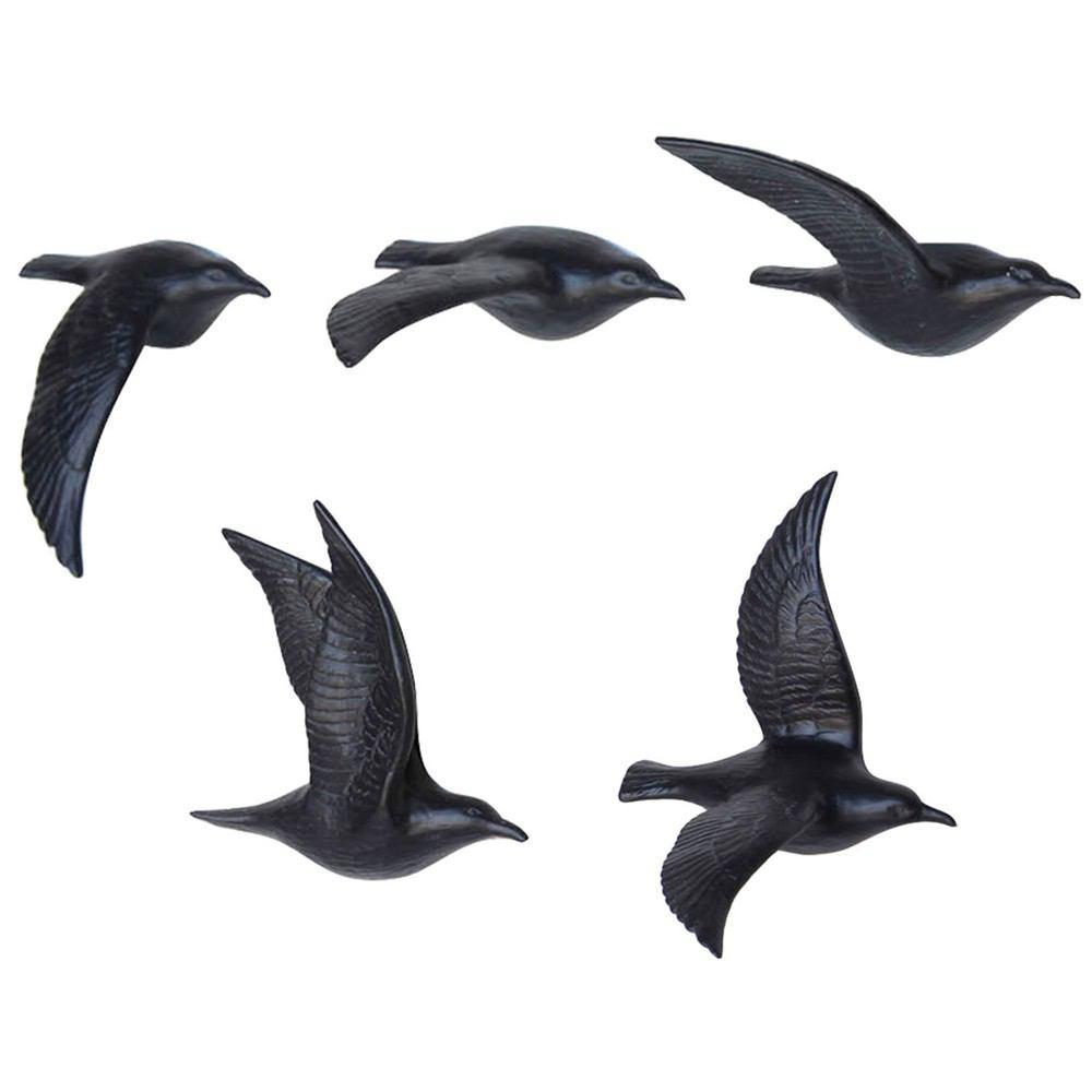 HomArt Flying Gulls - Bone China - Set of 5 - Assorted - Matte Black
