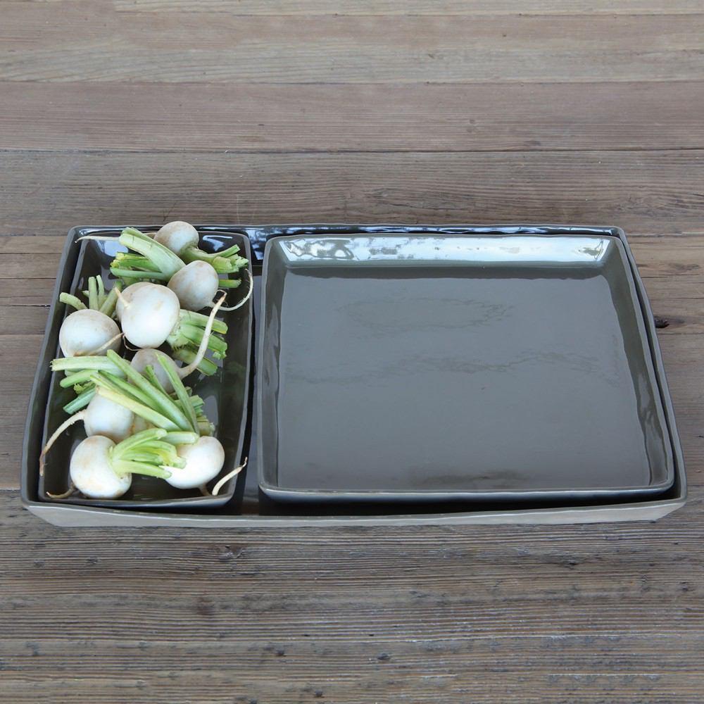 HomArt Fleet Ceramic Tray - Large Rectangle - Set of 2