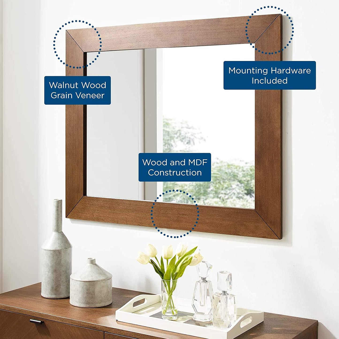 Modway Kali Wall Mirror in Walnut | Mirrors | Modishstore-4