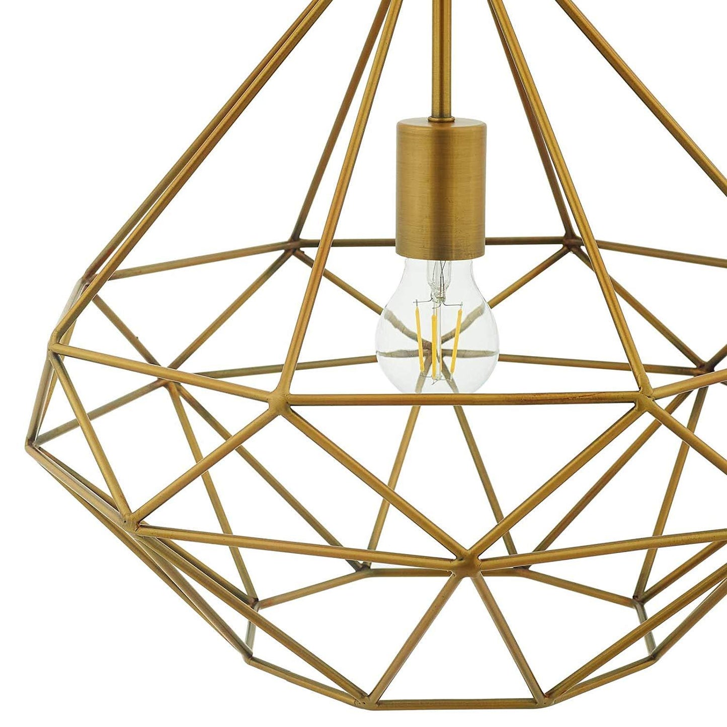 Modway Rarity Diamond-Shaped Brass Pendant Light