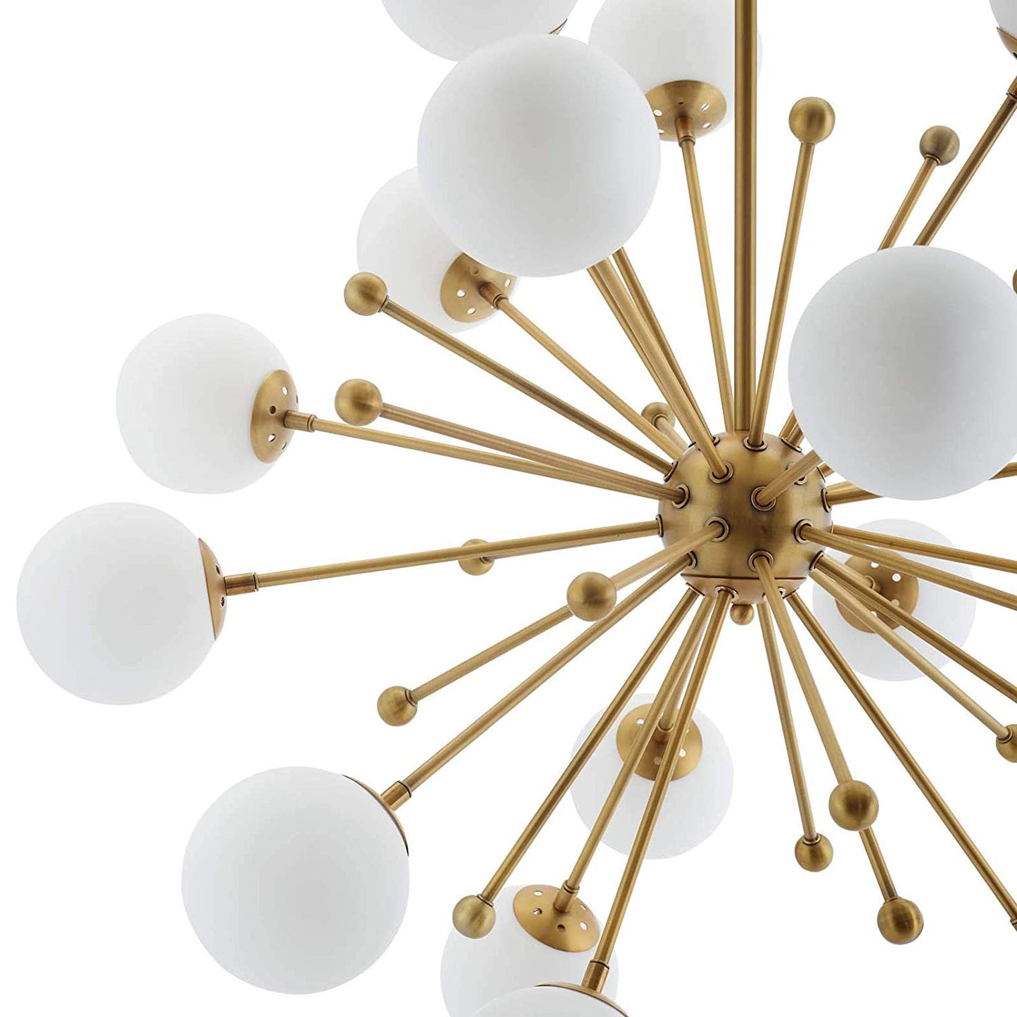 Modway Constellation White Glass and Brass Pendant Chandelier | Chandeliers |
