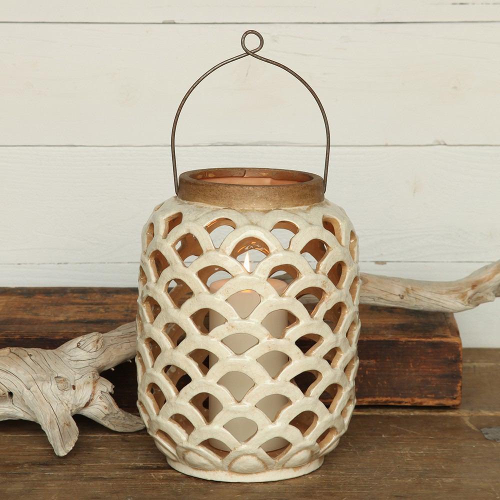 HomArt Sirena Ceramic Lantern - Antique White