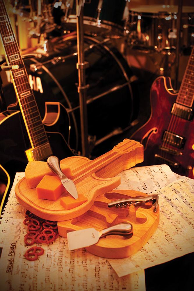 Picnic Time Guitar Cheese Board and Tools Set - Set of 2