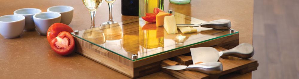 Picnic Time Concerto Cutting Board Tray and Cheese Tools Set - Set of 2