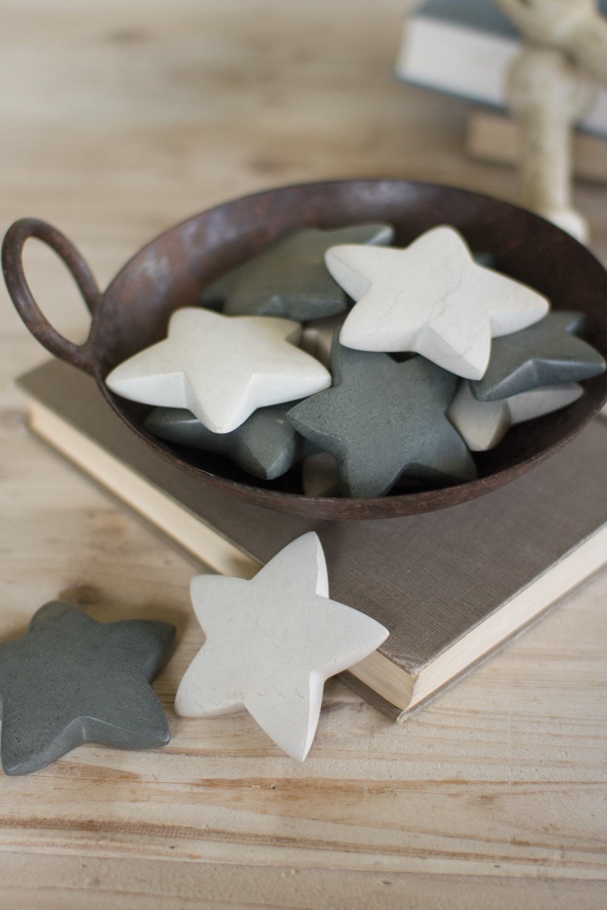 Kalalou Set Of Six Hand Carved Stone Stars - 2 Boxes/6Pcs