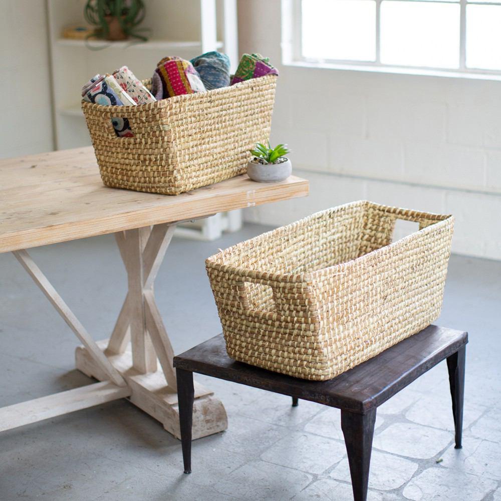 Kalalou Set Of 2 Rectangle Seagrass Baskets