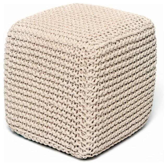 Anji Mountain Ivory Jute Pouf