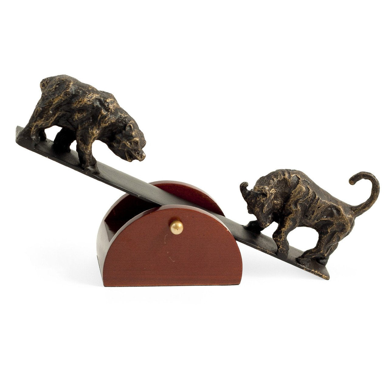 Bey-Berk See-Saw Metal Bull & Bear Sculpture