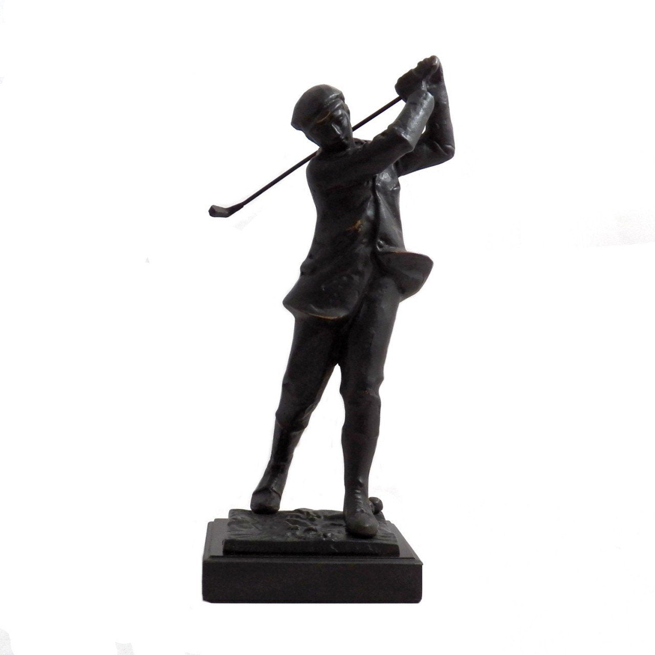 Bey-Berk Bronzed Metal Golfer on Marble Base