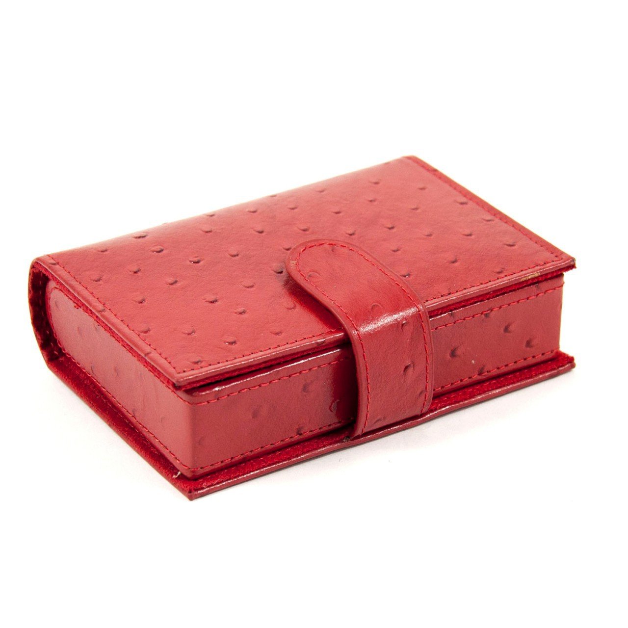 Bey-Berk Red "Ostrich" Leather Jewelry Case