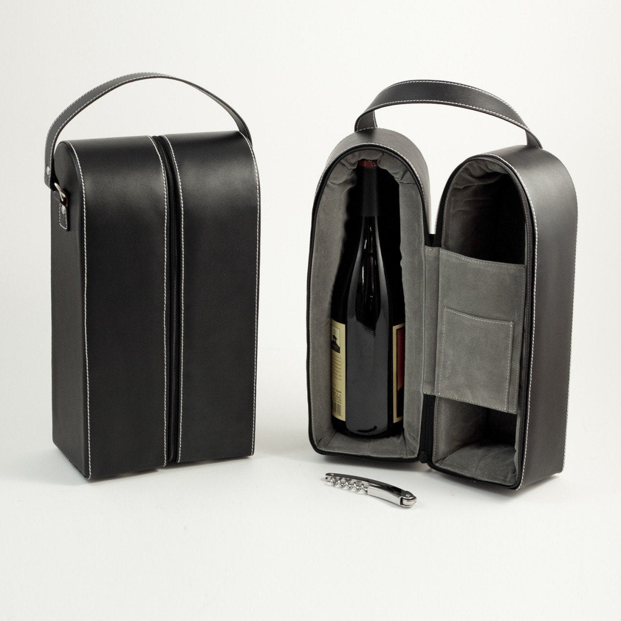 Bey-Berk Leather Wine Caddy for Two Bottles