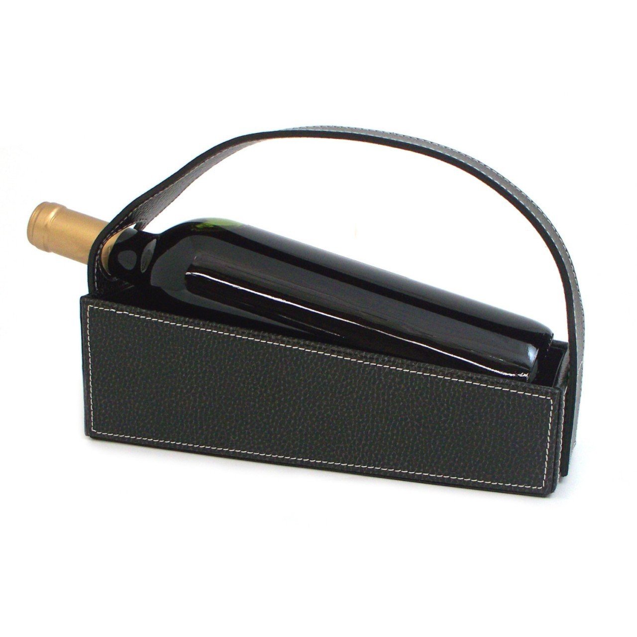 Bey-Berk Leather Wine Cradle in Black, Set/2 - Great gift item