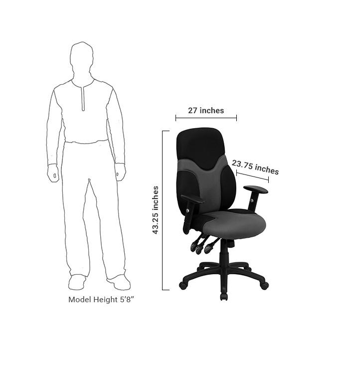 Flash Furniture High Back Ergonomic Black And Gray Mesh Swivel Task Chair With Height Adjustable Arms