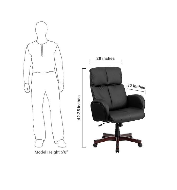 Flash Furniture High Back Black Leather Executive Swivel Office Chair With Fully Upholstered Arms