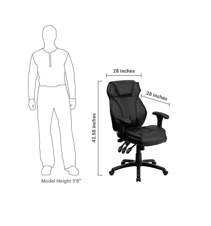 Flash Furniture High Back Black Leather Executive Swivel Office Chair With Triple Paddle Control And Lumbar Support Knob