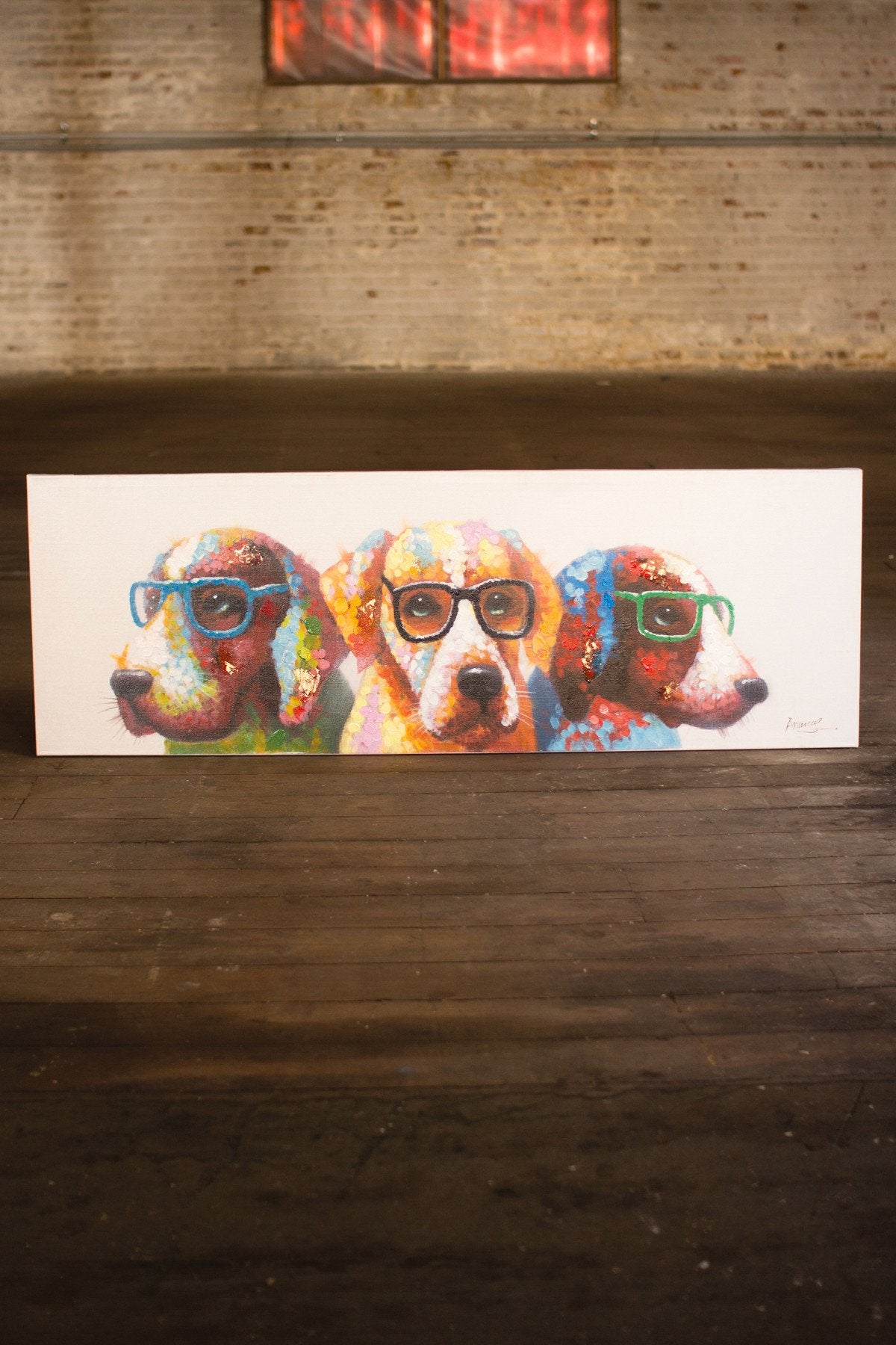 Kalalou Oil Painting - Colorful Dogs With Glasses