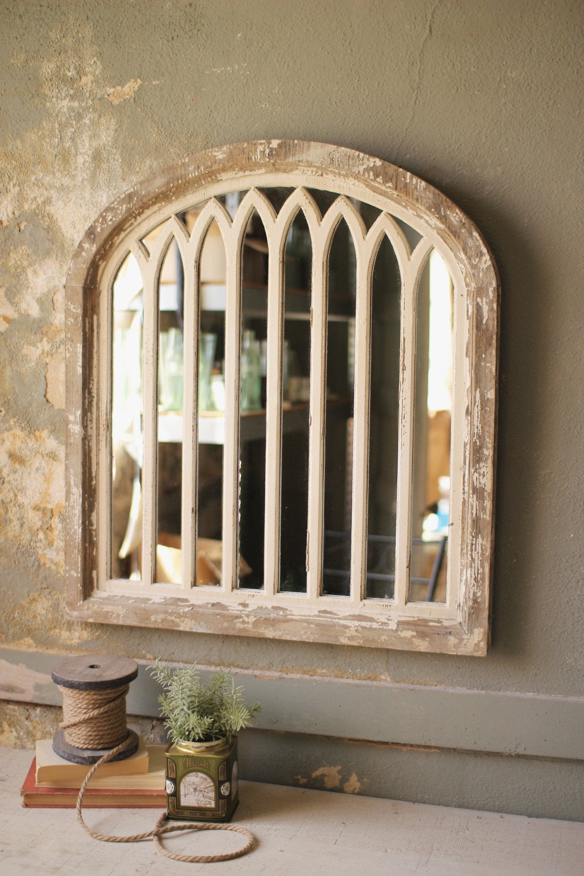 Kalalou Wood Framed Arched Mirror