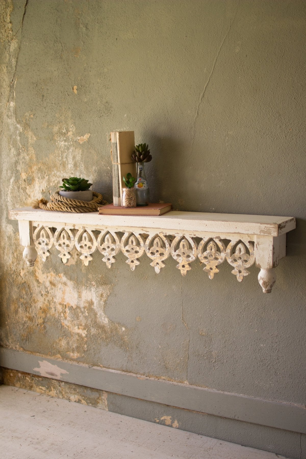Kalalou Hand Carved Wooden Shelf