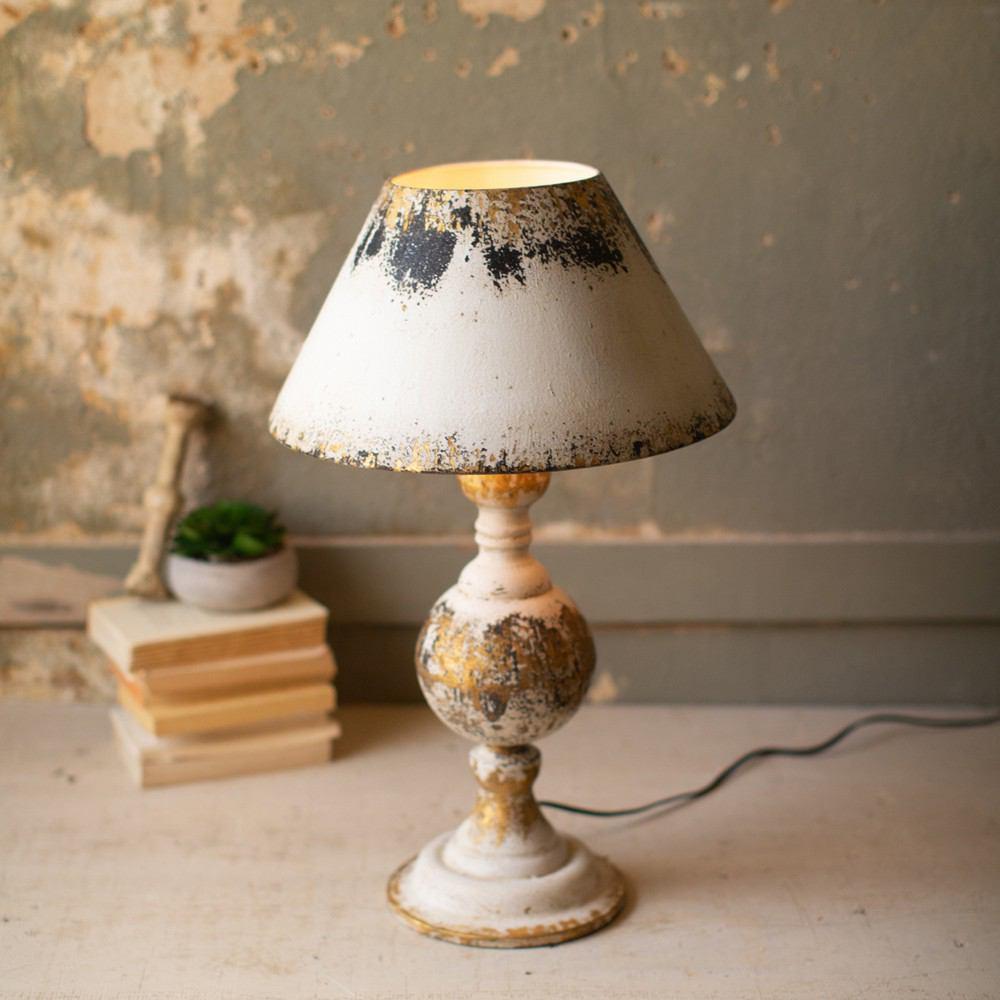 Kalalou Table Lamp With Wooden Base & Metal Shade