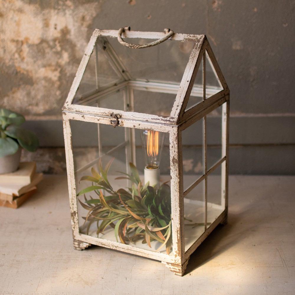 Kalalou Metal And Glass Terrarium Table Lamp