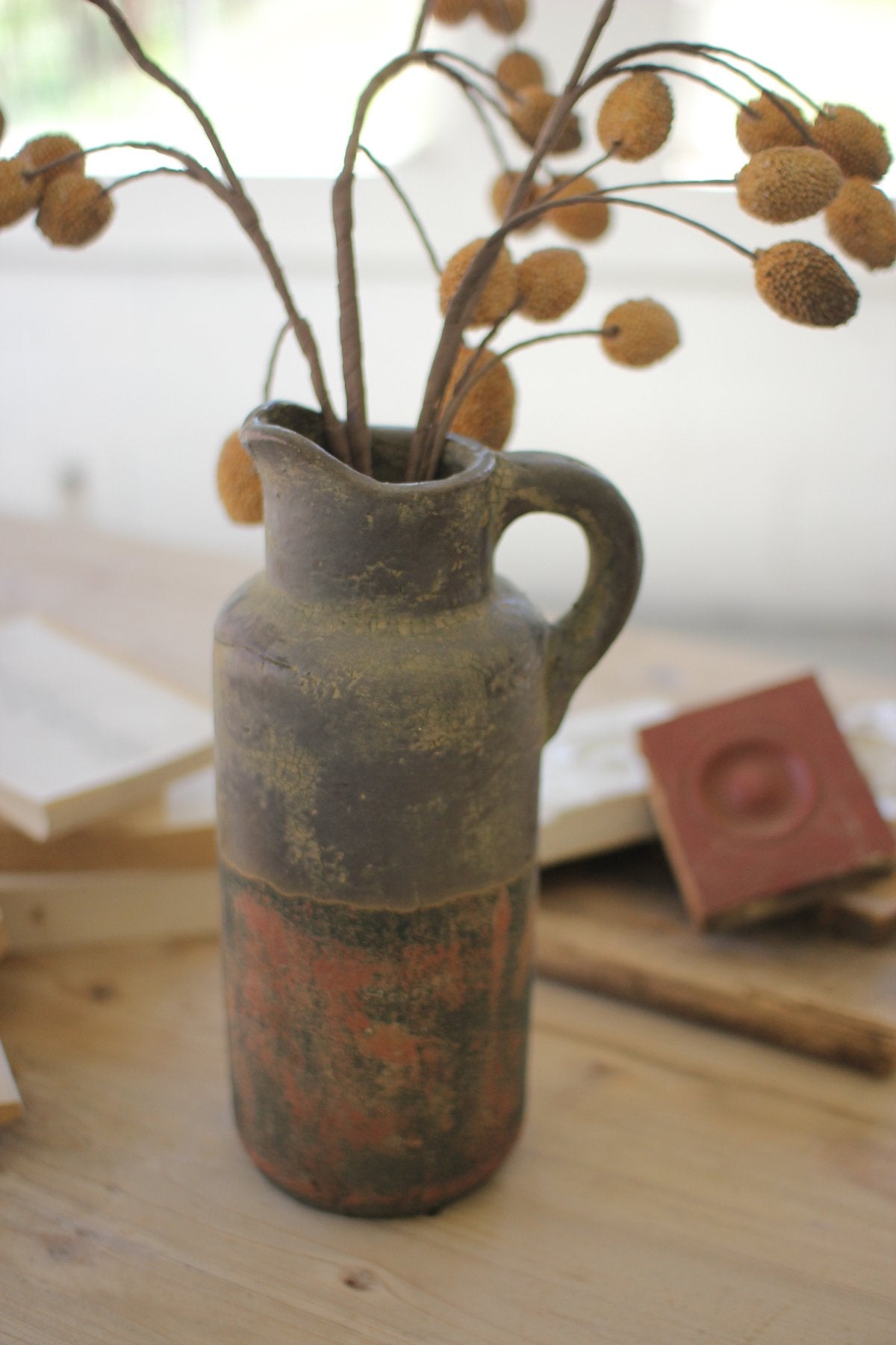 Kalalou Rustic Clay Pitcher