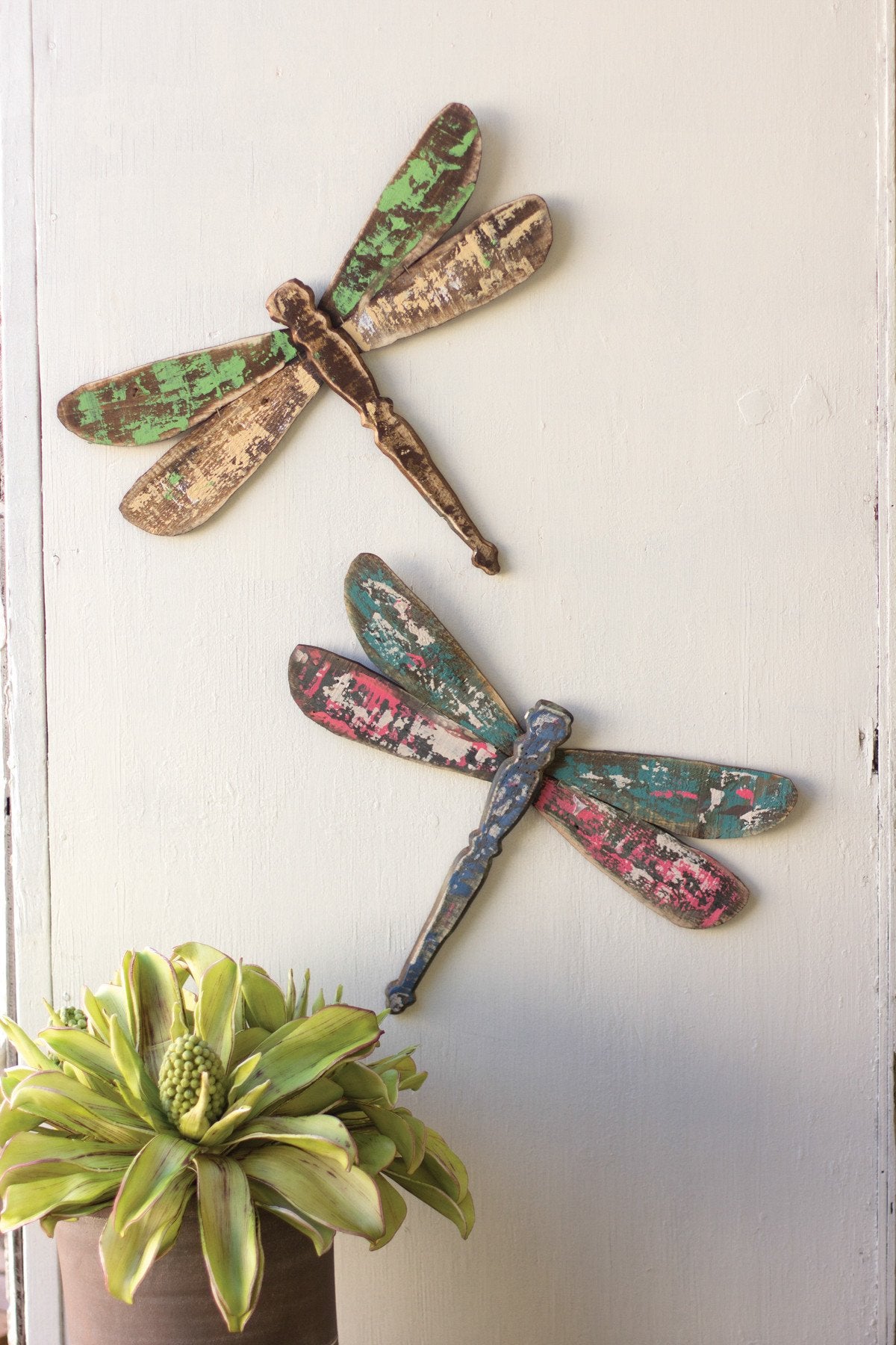Kalalou Wooden Dragonfly Wall Art - Set Of 2