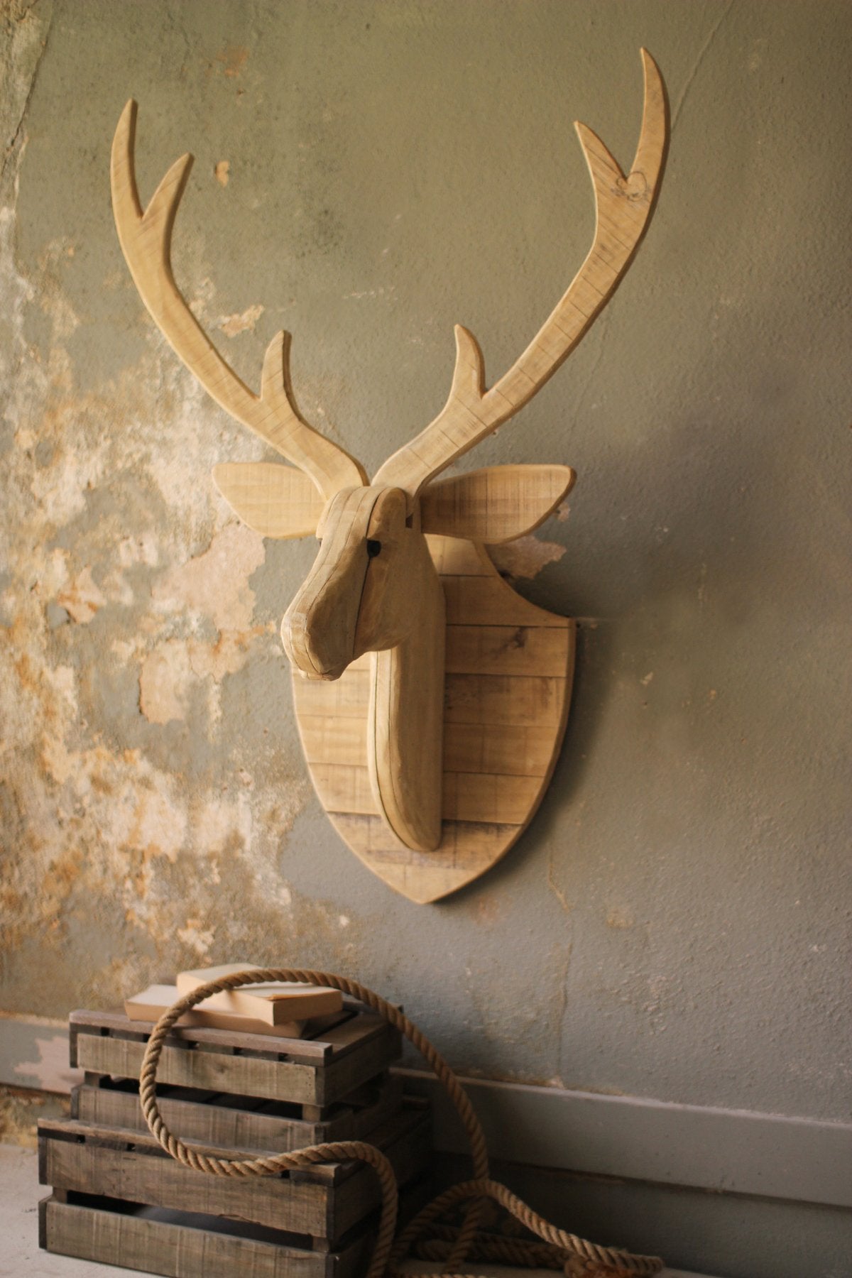 Kalalou Large Recycled Wood Deer Mount