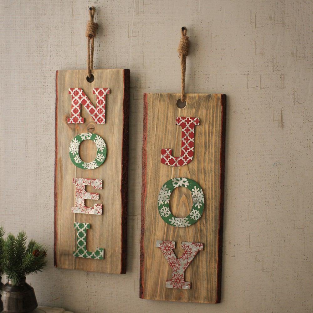 Kalalou Noel & Joy Door Hangers - Set of 2