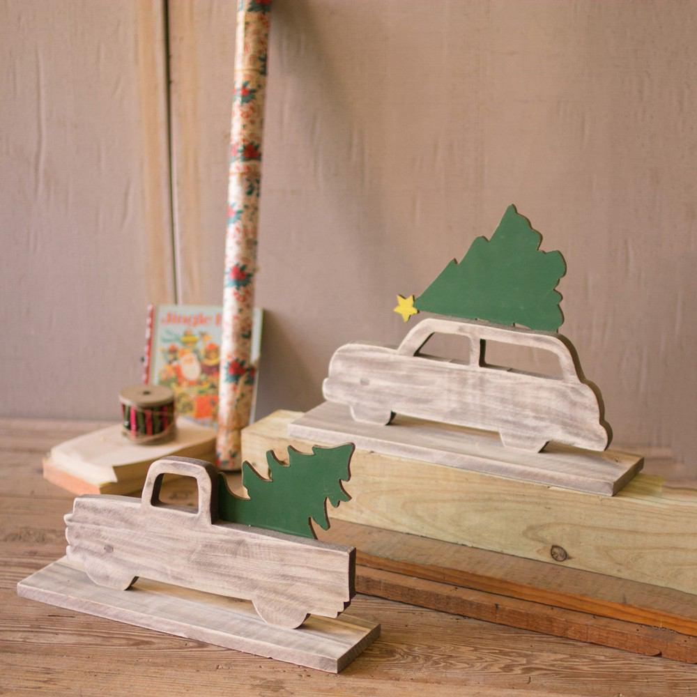 Kalalou Truck And Car With Trees - Set of 2