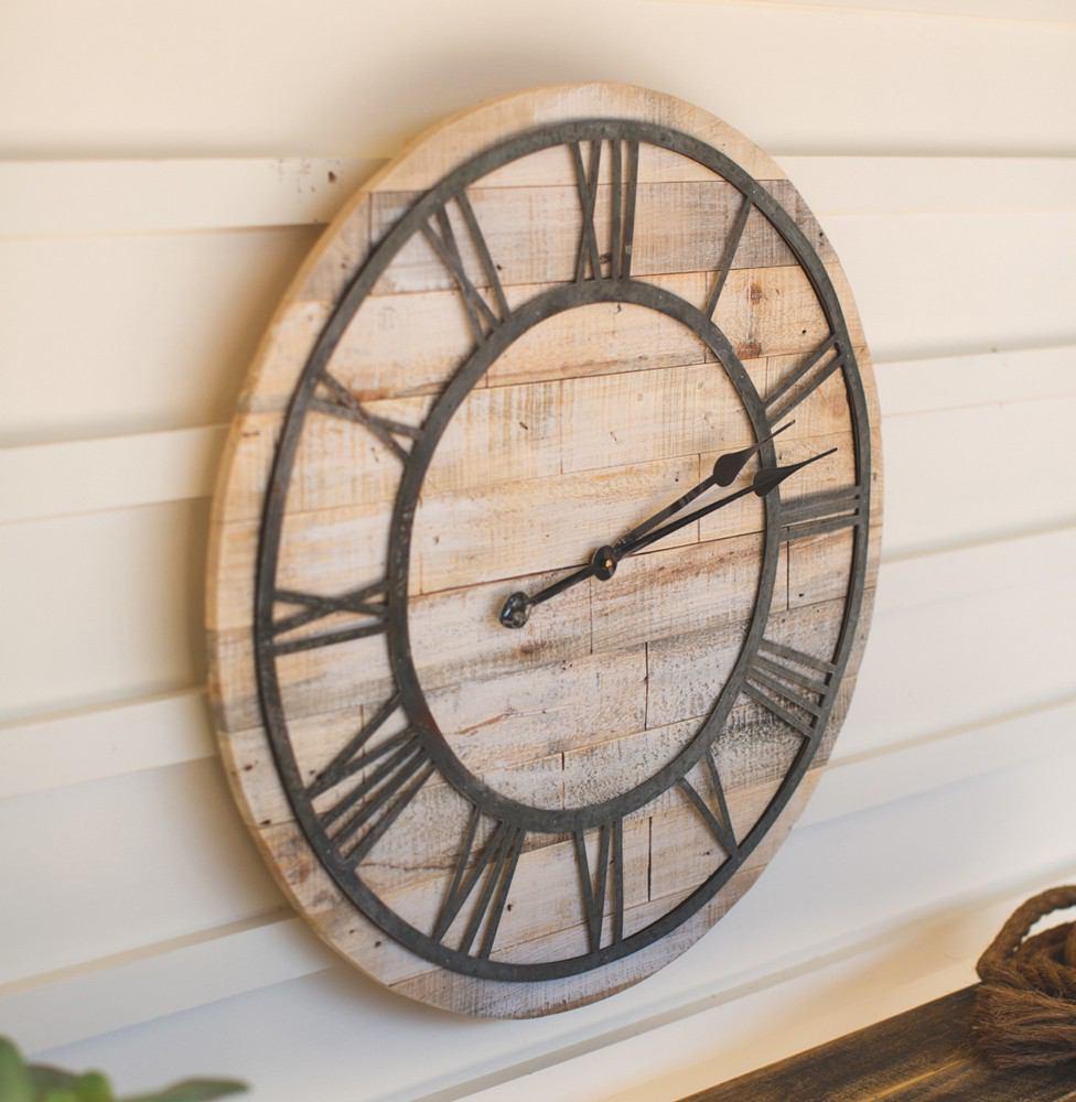 Kalalou Wood And Metal Roman Numeral Clock