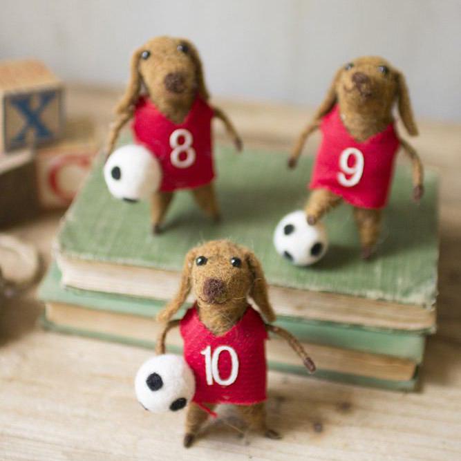 Kalalou Felt Dog Soccer Players - Set of 3